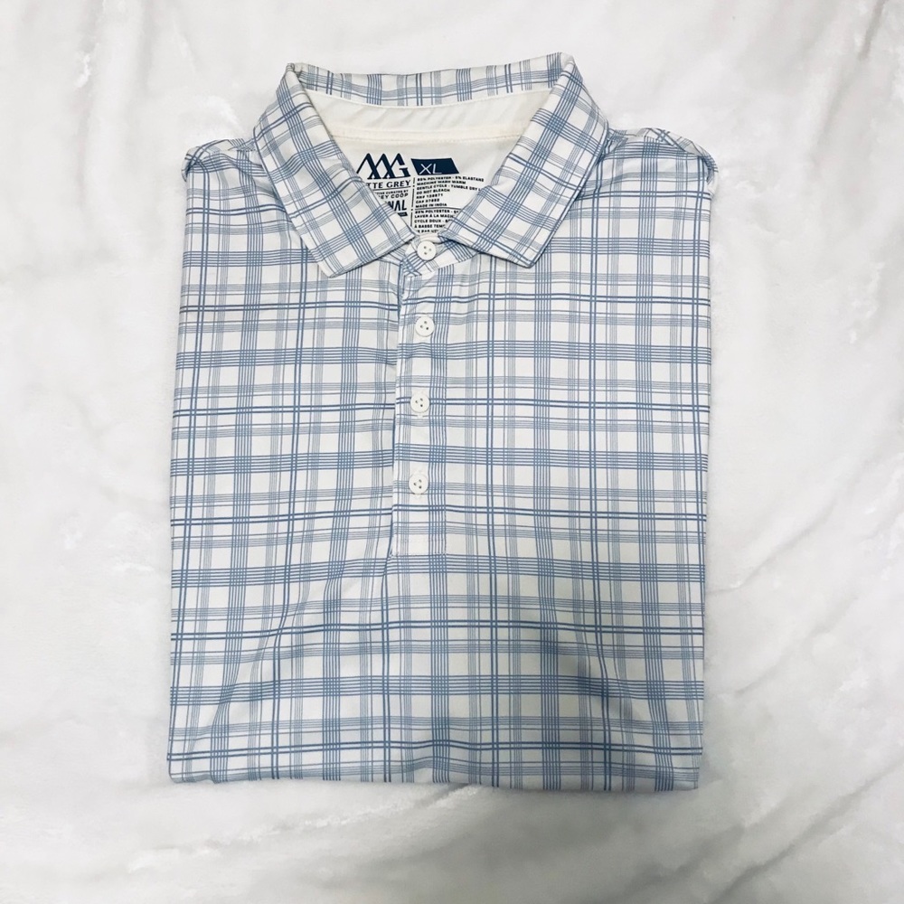 Light Blue Plaid Golf Shirt